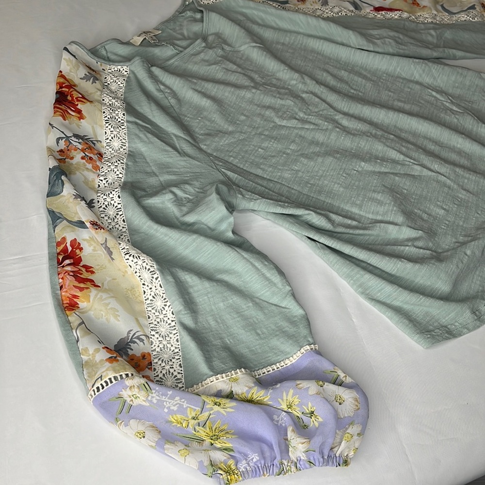 Umgee billow bell sleeve mint concert tee cut tee with incorporating Floral